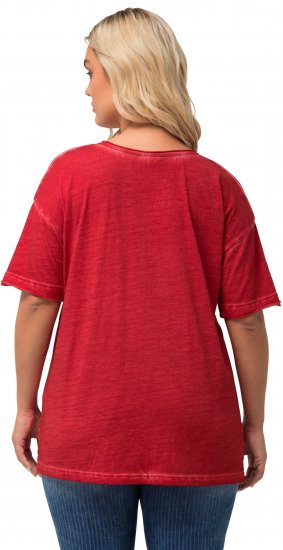 Ulla Popken Cold Dye Ruffle Edge Pocket Tee Salsa - T-särgid - 