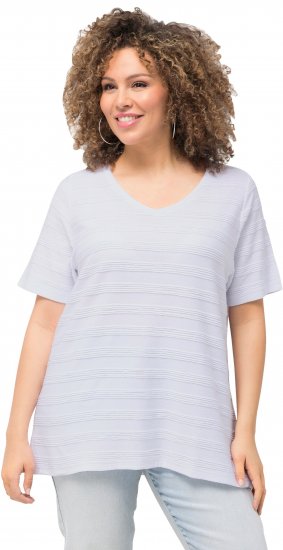 Ulla Popken Textured Striped Short Sleeve Tee Snow White - T-särgid - 