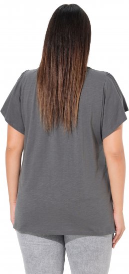Ulla Popken Wing Sleeve V-Neck Tee Graphite Grey - T-särgid - 