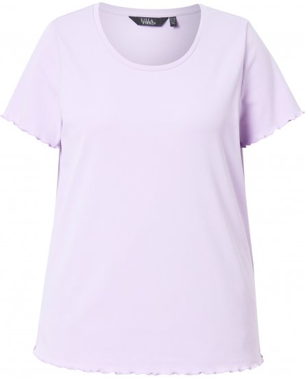 Ulla Popken Ribbed Lettuce Hem Short Sleeve Tee Lavender - T-särgid - 