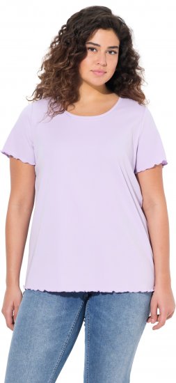 Ulla Popken Ribbed Lettuce Hem Short Sleeve Tee Lavender - T-särgid - 