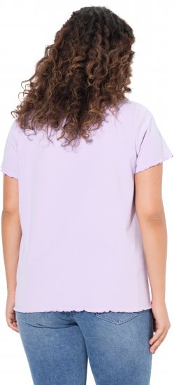 Ulla Popken Ribbed Lettuce Hem Short Sleeve Tee Lavender - T-särgid - 