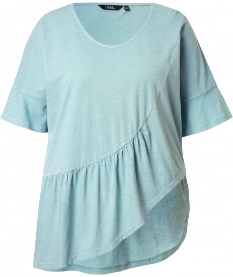 Ulla Popken Asymmetric Flounce Panel Short Sleeve Tee Light Moss Green - T-särgid - 