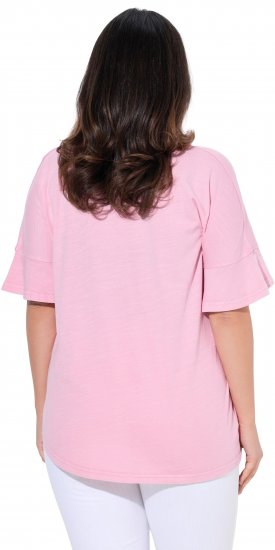 Ulla Popken Asymmetric Flounce Panel Short Sleeve Tee Pink - T-särgid - 