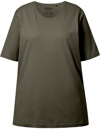 Ulla Popken Basic Round Neck Short Sleeve Relaxed Fit T-Shirt Olive Grey - T-särgid - 
