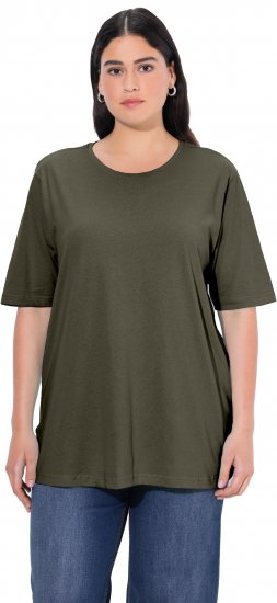 Ulla Popken Basic Round Neck Short Sleeve Relaxed Fit T-Shirt Olive Grey - T-särgid - 
