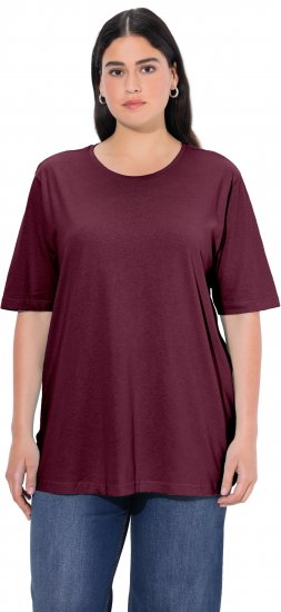 Ulla Popken Basic Round Neck Short Sleeve Relaxed Fit T-Shirt Dark Red - T-särgid - 