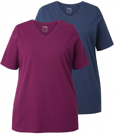 Ulla Popken Eco Cotton Basic T-Shirt 2-Pack Black/Red - T-särgid - 