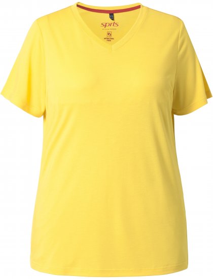 Ulla Popken Functional Antibacterial Finish V-Neck Short Sleeve Knit Top Sun Yellow - T-särgid - 