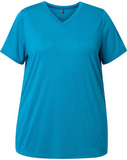 Ulla Popken Functional Antibacterial Finish V-Neck Short Sleeve Knit Top Opal Green - T-särgid - 