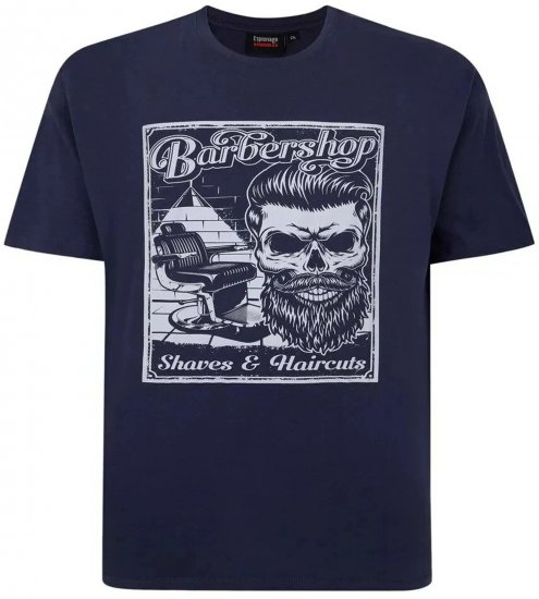 Espionage T410 Barbershop Printed T-Shirt Navy - T-särgid pildiga - 