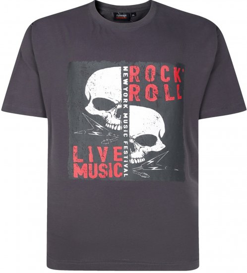 Espionage T437 Rock N' Roll Printed T-Shirt Charcoal - T-särgid pildiga - 