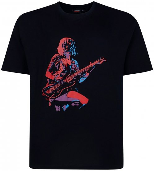 Espionage T454 Abstract Guitarist Printed T-Shirt Navy - T-särgid pildiga - 