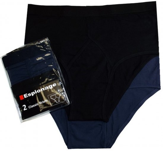 Espionage U003 2-Pack Y-Front Briefs Black/Navy - Aluspüksid - Meeste Aluspüksid Suured Suurused