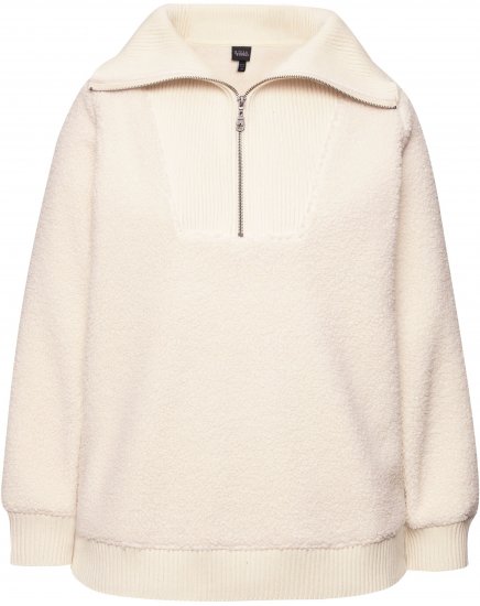 Ulla Popken Teddy Fleece Troyer Collar Sweatshirt Light Champagne - Sviitrid ja dressipluusid - 