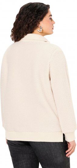 Ulla Popken Teddy Fleece Troyer Collar Sweatshirt Light Champagne - Sviitrid ja dressipluusid - 
