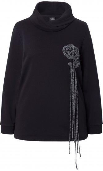 Ulla Popken Ribbon Detail Turtleneck Sweatshirt Black - Sviitrid ja dressipluusid - 