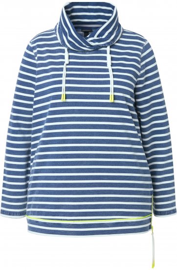 Ulla Popken Striped Turtleneck Neon Detail Sweatshirt Indigo Denim - Sviitrid ja dressipluusid - 