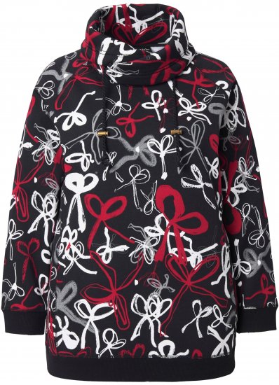 Ulla Popken Ribbon Print Turtleneck Sweatshirt Black - Sviitrid ja dressipluusid - 