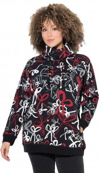 Ulla Popken Ribbon Print Turtleneck Sweatshirt Black - Sviitrid ja dressipluusid - 
