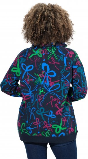 Ulla Popken Ribbon Print Turtleneck Sweatshirt Navy - T-särgid - 