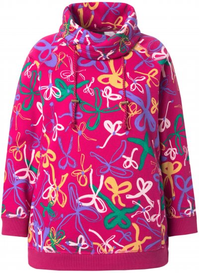 Ulla Popken Ribbon Print Turtleneck Sweatshirt Cherry Red - Sviitrid ja dressipluusid - 