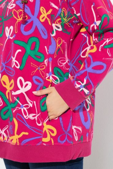 Ulla Popken Ribbon Print Turtleneck Sweatshirt Cherry Red - Sviitrid ja dressipluusid - Mugavad dressipluusid ja kudumid