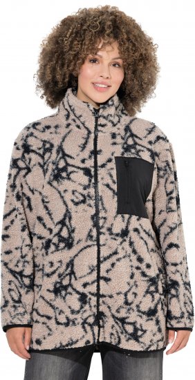 Ulla Popken Marble Print Teddy Fleece Jacket Dark Putty - Sviitrid ja dressipluusid - 