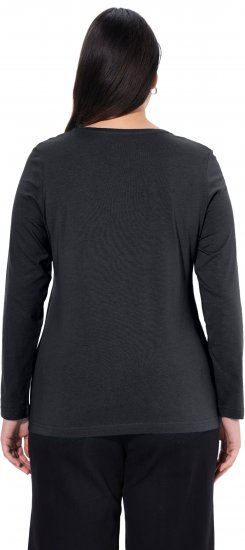 Ulla Popken Basic Round Neck Long Sleeve Slim Fit Cotton Tee Black - T-särgid - 