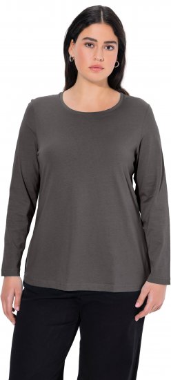 Ulla Popken Basic Round Neck Long Sleeve Slim Fit Cotton Tee Graphite Grey - T-särgid - 