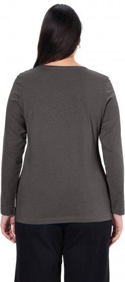 Ulla Popken Basic Round Neck Long Sleeve Slim Fit Cotton Tee Graphite Grey - T-särgid - 