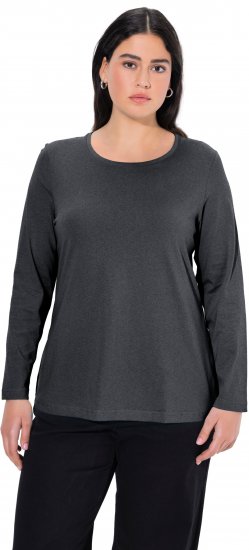 Ulla Popken Basic Round Neck Long Sleeve Slim Fit Cotton Tee Charcoal - T-särgid - 