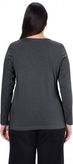 Ulla Popken Basic Round Neck Long Sleeve Slim Fit Cotton Tee Charcoal - T-särgid - 