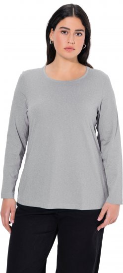 Ulla Popken Basic Round Neck Long Sleeve Slim Fit Cotton Tee Light Grey Melange - T-särgid - 