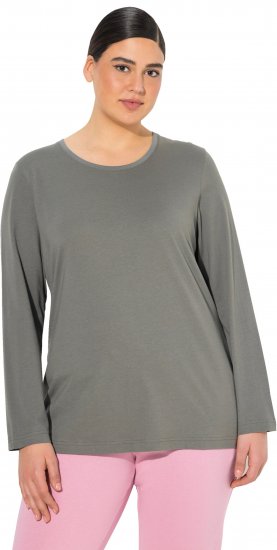 Ulla Popken Basic Round Neck Long Sleeve Slim Fit Cotton Tee Grey - T-särgid - 