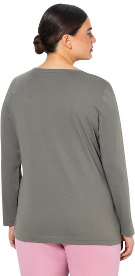 Ulla Popken Basic Round Neck Long Sleeve Slim Fit Cotton Tee Grey - T-särgid - 