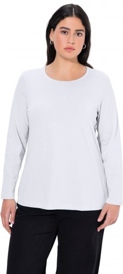 Ulla Popken Basic Round Neck Long Sleeve Slim Fit Cotton Tee Snow White - Seelikud - 