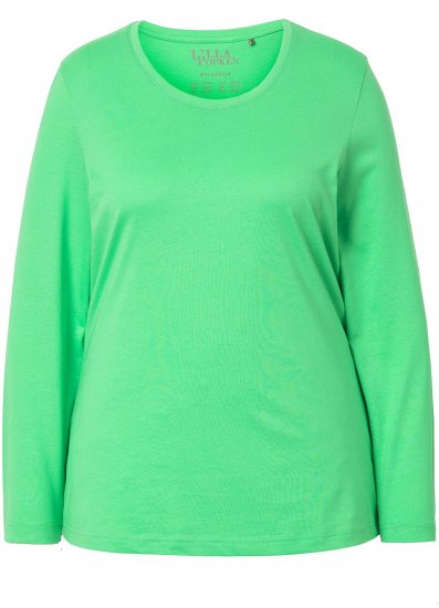 Ulla Popken Basic Round Neck Long Sleeve Slim Fit Cotton Tee Mint Green - T-särgid - 