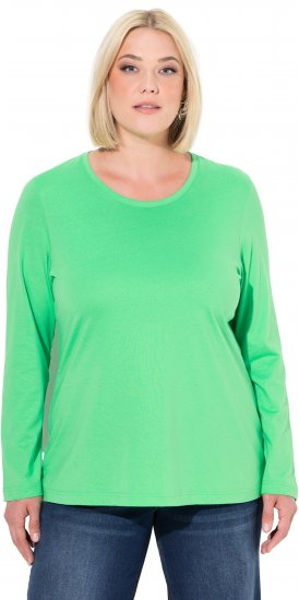 Ulla Popken Basic Round Neck Long Sleeve Slim Fit Cotton Tee Mint Green - T-särgid - 