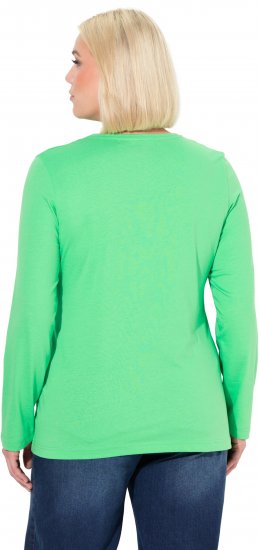 Ulla Popken Basic Round Neck Long Sleeve Slim Fit Cotton Tee Mint Green - T-särgid - 