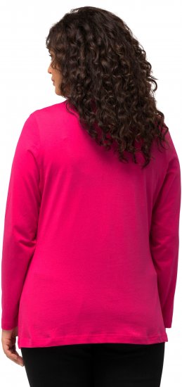 Ulla Popken Basic Round Neck Long Sleeve Slim Fit Cotton Tee Magenta Pink - T-särgid - 