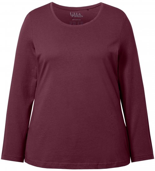 Ulla Popken Basic Round Neck Long Sleeve Slim Fit Cotton Tee Dark Berry - T-särgid - 