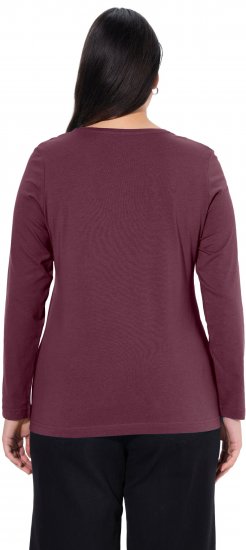 Ulla Popken Basic Round Neck Long Sleeve Slim Fit Cotton Tee Dark Berry - T-särgid - 
