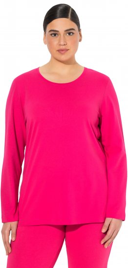Ulla Popken Basic Round Neck Long Sleeve Slim Fit Cotton Tee Red Pink - T-särgid - 