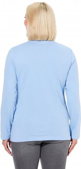 Ulla Popken Basic Round Neck Long Sleeve Slim Fit Cotton Tee Light Blue - T-särgid - 