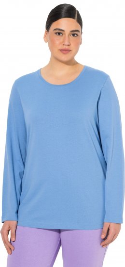 Ulla Popken Basic Round Neck Long Sleeve Slim Fit Cotton Tee Light Cornflower - T-särgid - 