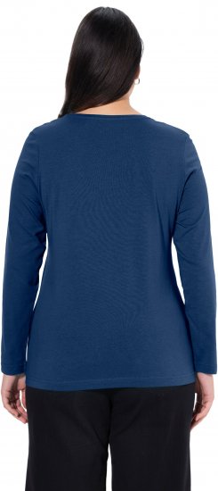 Ulla Popken Basic Round Neck Long Sleeve Slim Fit Cotton Tee Dark Blue - T-särgid - 