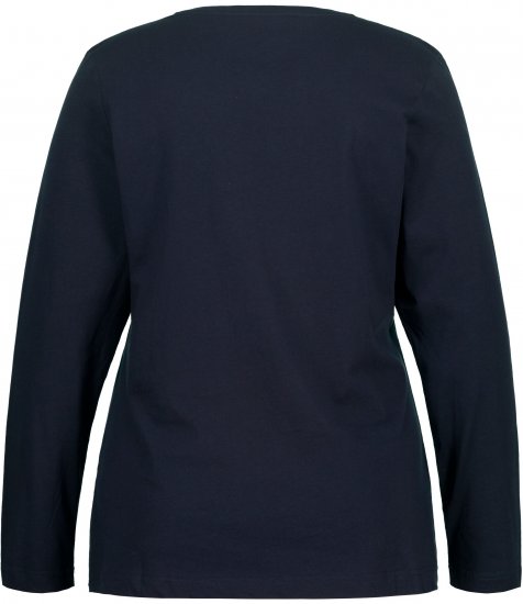 Ulla Popken Basic Round Neck Long Sleeve Slim Fit Cotton Tee Navy Blue - T-särgid - 