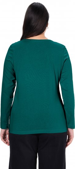 Ulla Popken Basic Round Neck Long Sleeve Slim Fit Cotton Tee Teal Green - T-särgid - 