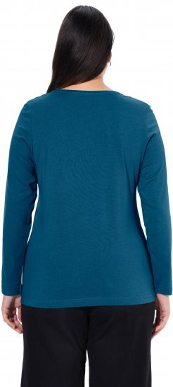 Ulla Popken Basic Round Neck Long Sleeve Slim Fit Cotton Tee Cerulean - T-särgid - 